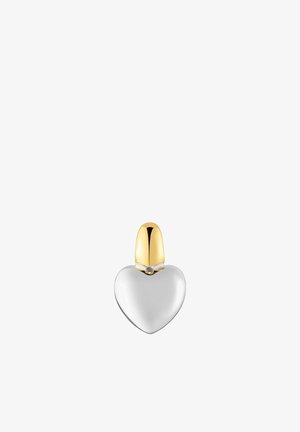 Pendentif bicolore avec un cœur en argent lisse et une boucle en or poli pour l'attache du collier.