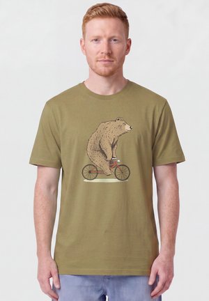 watapparel, FAHRRADBÄR UNISEX - T-shirt imprimé - faded olive