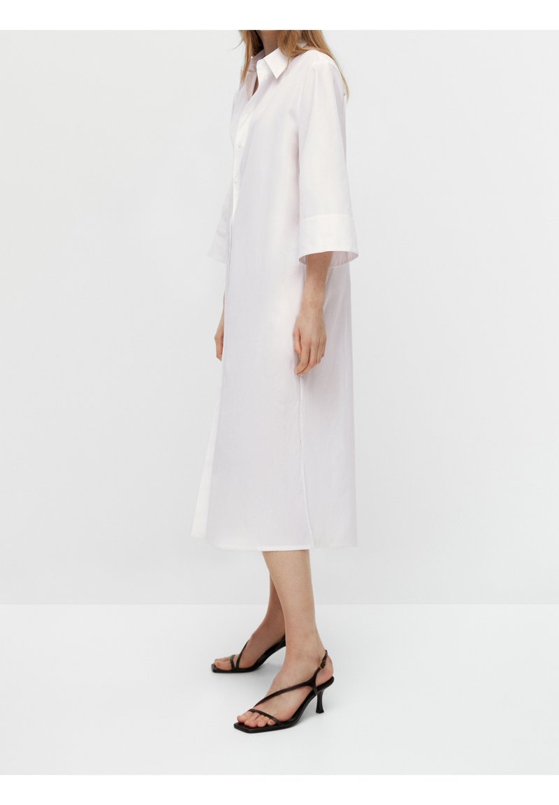 massimo dutti shirt dress MASSIMO DUTTI Midi Shirt Dress With Scarf Detail in Blue