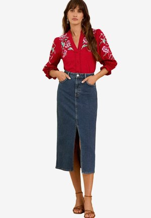REGULAR FIT - A-linjekjol - mid wash blue