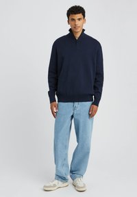 BZB COL MONTANT ZIPPÉ - Pullover - bleu foncé