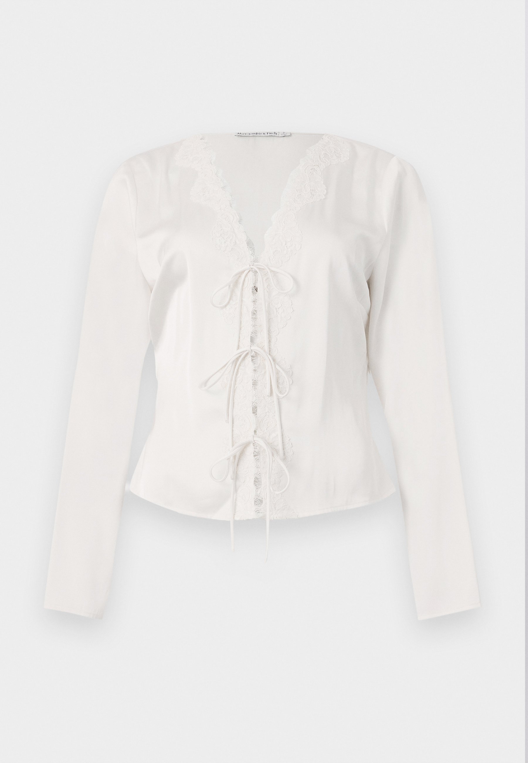 Tie front top, white