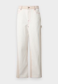 TWIST KNEE SEAM PANT - Wide leg - natural/contrast red