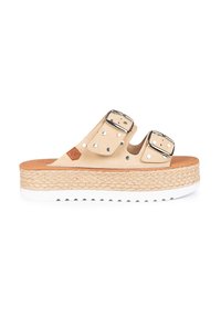 POPA MENORQUINA PLATAFORMA COLLAO TACHUELAS - Mules de tacón - beige