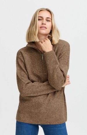 PZASTRA Zipper Roll Neck - Mikina - tobacco brown melange