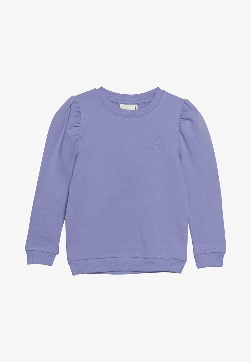 Lilla pusa, millel on pikad varrukad, ööväravad õlavarre detailid, ümmargune kaelus ja väike logo rinnal. Pehme puuvillane materjal.