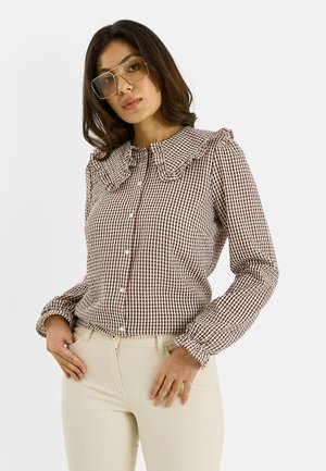 IMPRIMÉ VICHY À GRAND COL - Blusa - chocolat