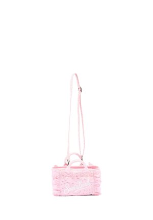 Borsa Colette in rafia a righe bianche e rosa - MC2 Saint Barth