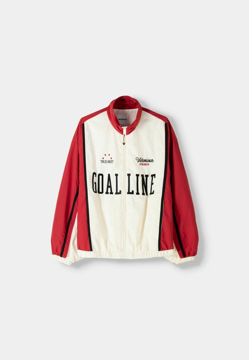 Bershka Chaqueta de entrenamiento dark red/rojo oscuro