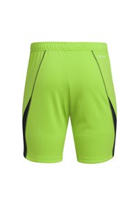 Helle grüne Sportshorts aus glattem, elastischem Stoff. Mit schwarzen seitlichen Akzenten und einem bequemen elastischen Bund.