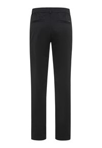 Pantalon noir à coupe droite, doté d'une taille élastique et de deux poches arrière zippées pour un rangement sécurisé.