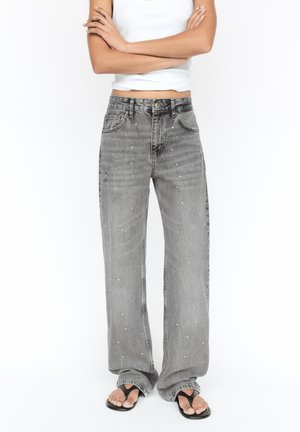 WITH RHINESTONES  - Straight leg jeans - grey