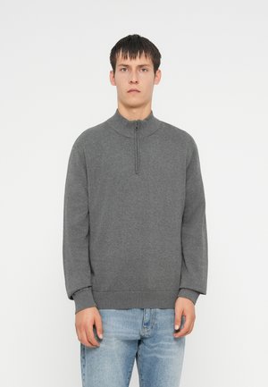ZIP MOCK - Camisola - charcoal heather