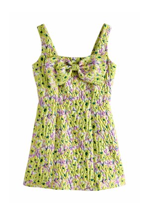 REGULAR FIT - BOW FRONT SLEEVELESS MINI - Kasdienė suknelė - yellow floral jacquard