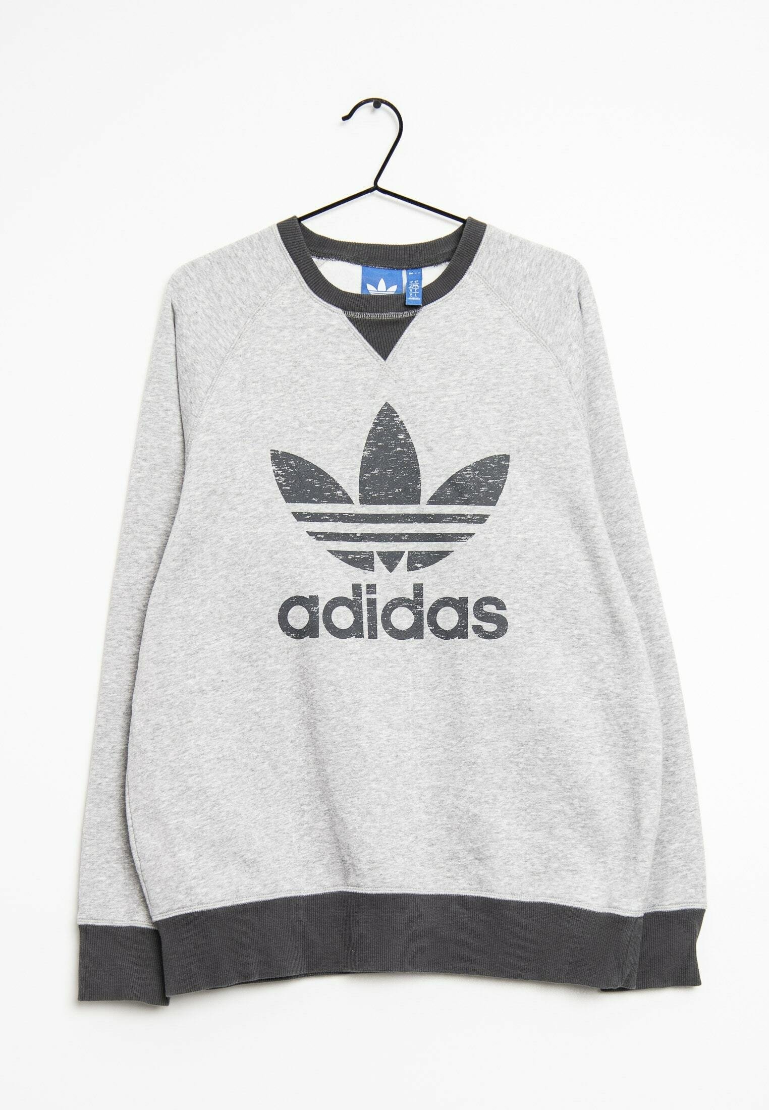 Ubuy Crew Neck Sweatshirt Adidas Trefoil Sweatshirt Women's Grey