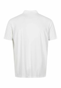 Polo blanc à manches courtes vu de dos, avec un col classique et un design uni.