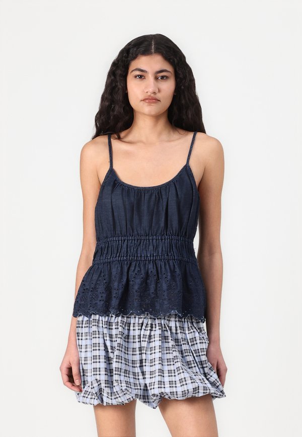 EYELET TANK  - Top - medium wash