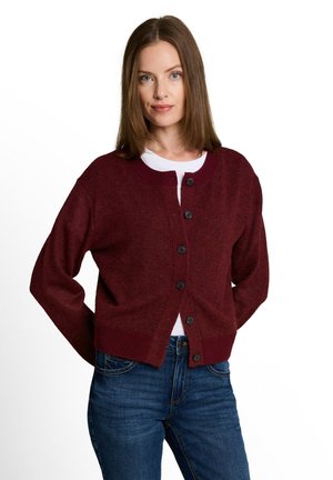TOM TAILOR, KNIT COSY CARDIGAN - Strickjacke - preppy plum melange