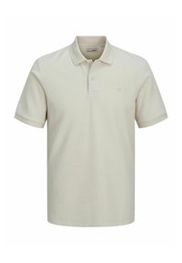 Lyscremet polo skjorte med en tekstureret stof, klassisk krave, to-knapse placket og et lille logo på brystet. Korte ærmer.
