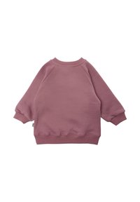 Rosa Sweatshirt mit Raglanärmeln, gerippten Bündchen und Saum. Weiche Textur, runder Halsausschnitt, keine Muster, einfach und einfarbig.