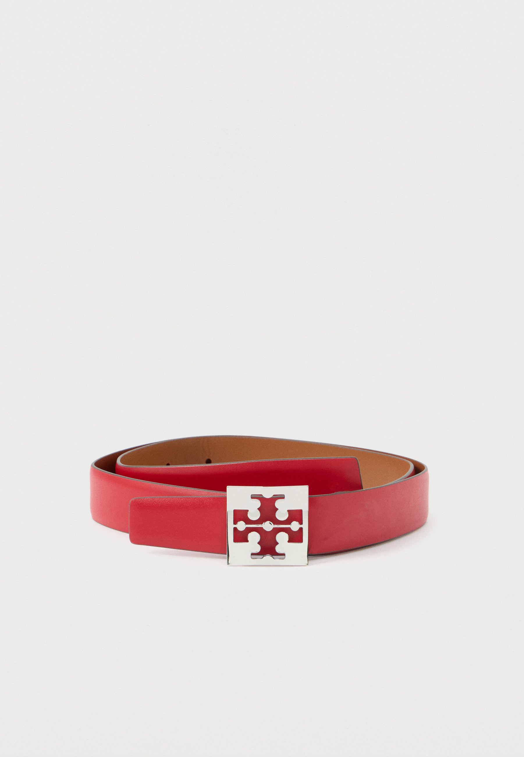 Tory Burch Tan and Red Men\'s Belt Tory Burch leather belt finished with a signature... | Depop main image 2