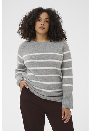 KCERINA KNIT PULLOVER - Striktrøje - light grey melange chalk strip