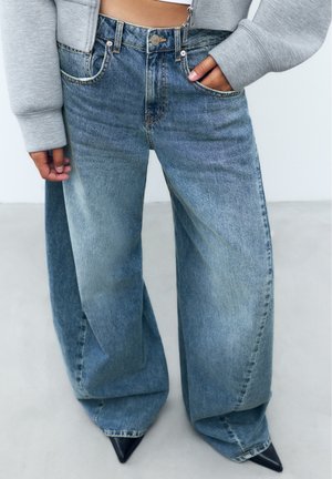 PULL&BEAR, HIGH-WAIST BALLOON WITH SEAM DETAIL - BAGGY JEANS - Relaxed fit jeans - dark blue