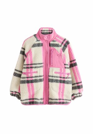 Next, BUTTON UP BORG JACKET - Fleecejakke - ecru pink check