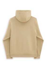 Sweatshirt à capuche beige avec une texture douce, coupe standard et poignets côtelés. La vue de dos ne montre aucun logo visible ni détails supplémentaires.