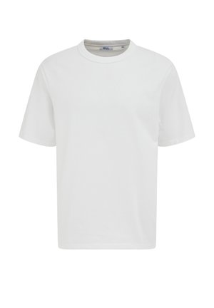 Witte katoenen T-shirt met een klassieke ronde hals en korte mouwen. Heeft een rechte snit en een gladde textuur.