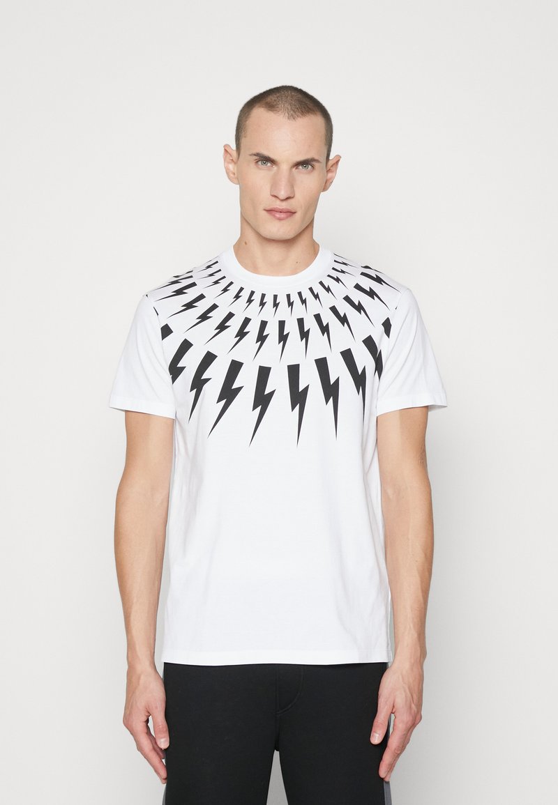 Neil Barrett FAIRISLE THUNDERBOLT - Print T-shirt - white/black 