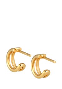 Guldtonede hoops med en snoet design, der har en glat finish og en slank, moderne form. Metalstænger for sikker bæring.