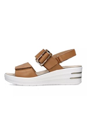 Sandali con plateau - cognac