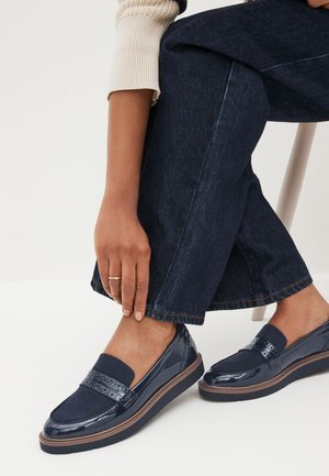 WIDE FIT FOREVER COMFORT BROGUE DETAIL CHUNKY - Mocassins - navy blue