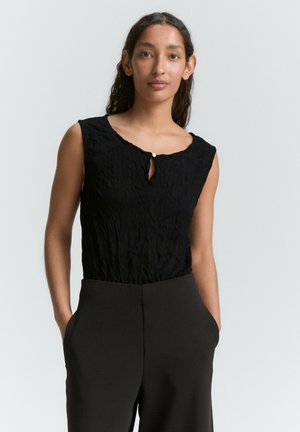 TOM TAILOR CRINKLE MIT SCHLITZ-DETAIL - Blouse - deep black
