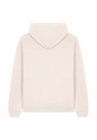 Felpa grigia chiara realizzata in tessuto morbido. Presenta un cappuccio, maniche lunghe e polsini e fondo a coste. Texture liscia, design minimali.