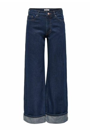 WITH ONLELLA MEDIUM WAIST - Wide leg - dark blue denim