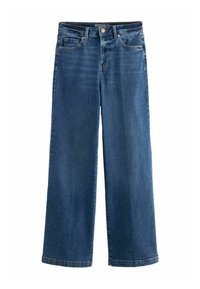 Ľahké modré džínsy z denimu so širokým strihom a stredne vysokým pásom. Majú päť vreciek a predné zapínanie na gombík.