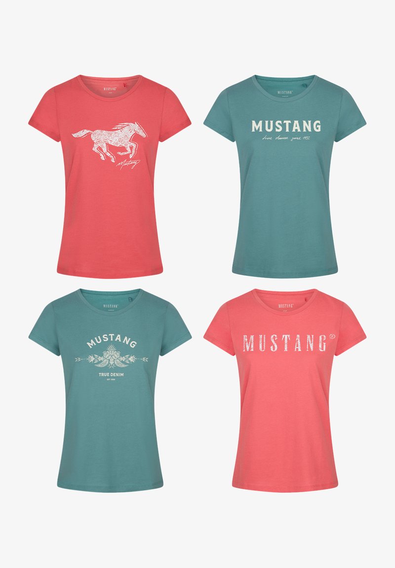 Mustang ALEXIA C LOGO 4ER PACK - T-shirt print - coral