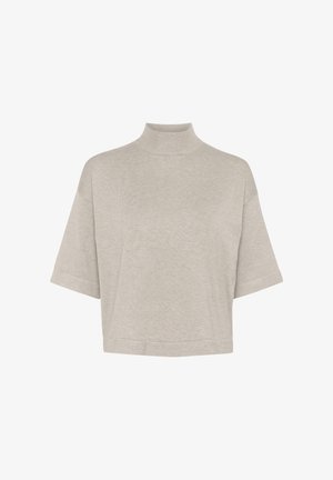 Lys grå, kortærmet turtleneck sweater lavet af blødt materiale. Har en afslappet pasform og minimalistisk design med en glat overflade.