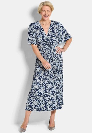 ELEGANTES IN WICKELOPTIK - Jerseykleid - navy/white floral