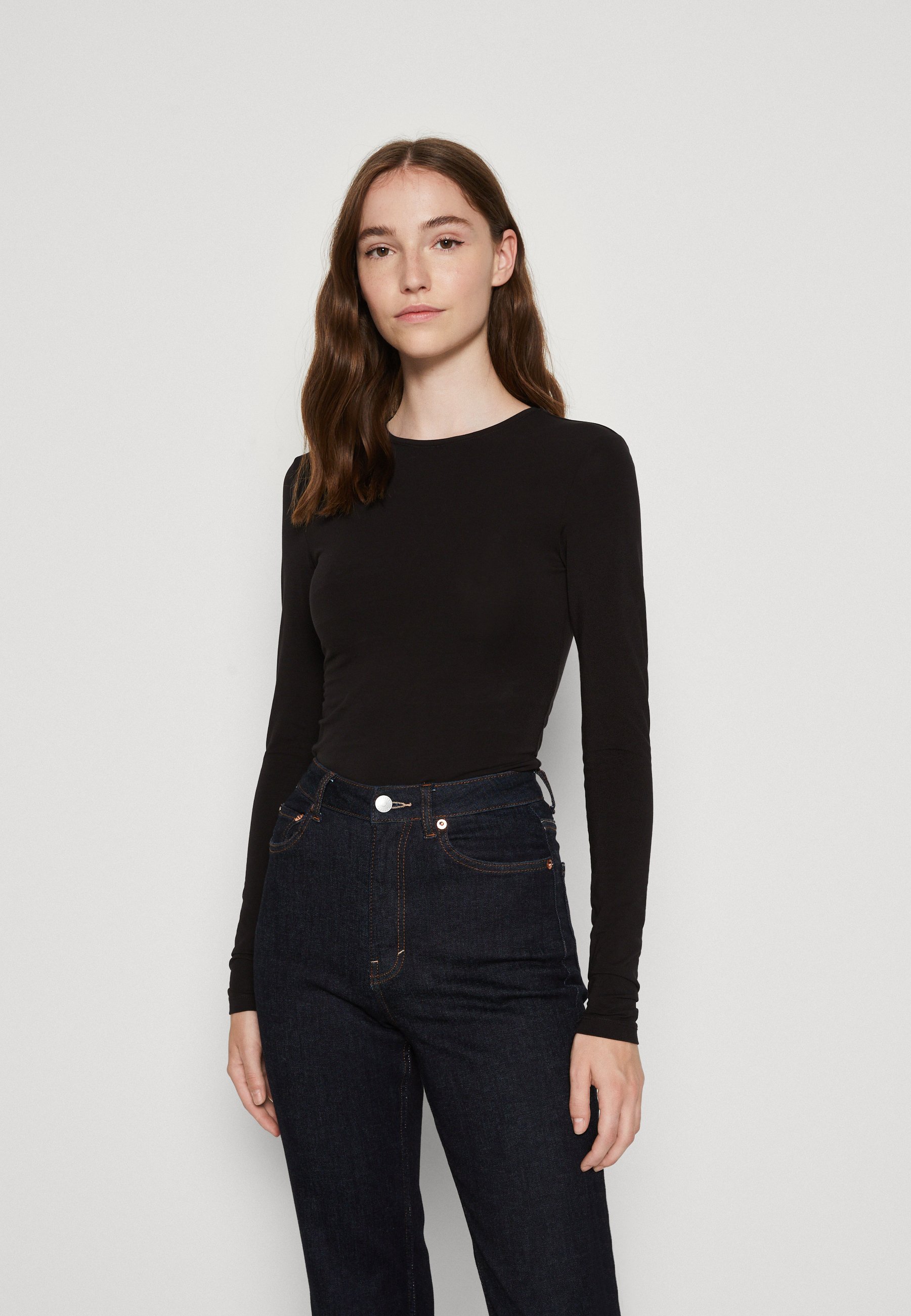 Weekday SLIM FITTED LONG SLEEVE - Longsleeve - black/zwart - Zalando.nl