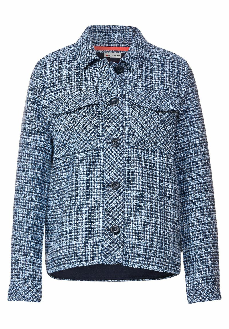 Kurze Bouclé Jacke für Damen in Blau