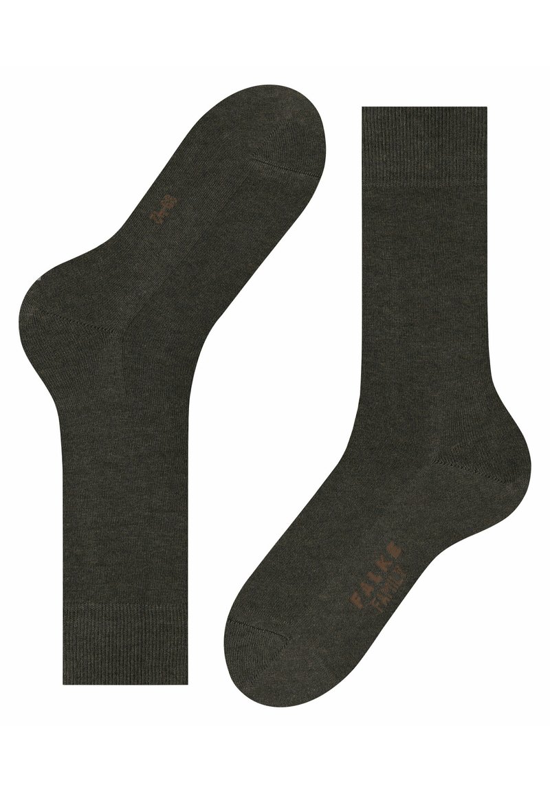 Calcetines de color verde oscuro hechos de una tela texturizada, con áreas de puntera y talón reforzadas, y con un sutil logotipo en un tono más claro.