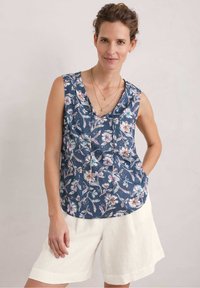 Seasalt Cornwall COBBS WELL - Top - linework floral pool blue