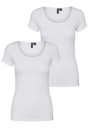 Twee witte crew-neck t-shirts met korte mouwen, gemaakt van een soepele katoenen mix, met een aansluitend ontwerp en zonder patronen.