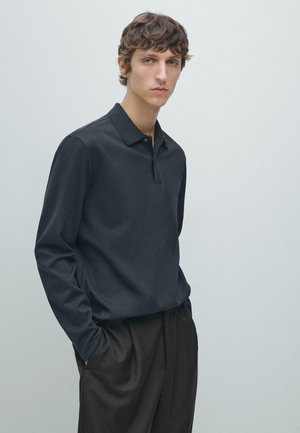 LONG SLEEVE T WITH RIBBED DETAIL  - Polo - dark blue