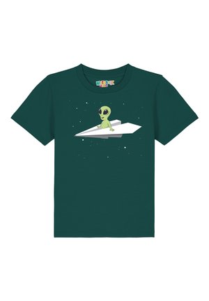ALIEN ON A PAPER PLANE - T-Shirt print - glazed green