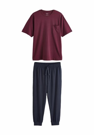 REGULAR FIT - SHORT SLEEVE SET - Pijama - burgundy red/navy blue