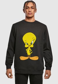 Felpa nera con una grande grafica di Tweety Bird in stile cartone animato gialla sulla parte frontale. Realizzata in tessuto morbido, con scollatura rotonda.